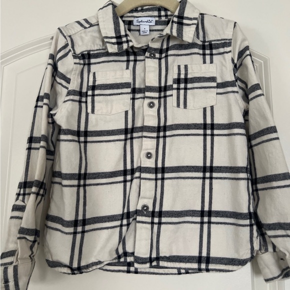 Splendid | (4) Boys Cream Flannel Button-down - Picture 1 of 6